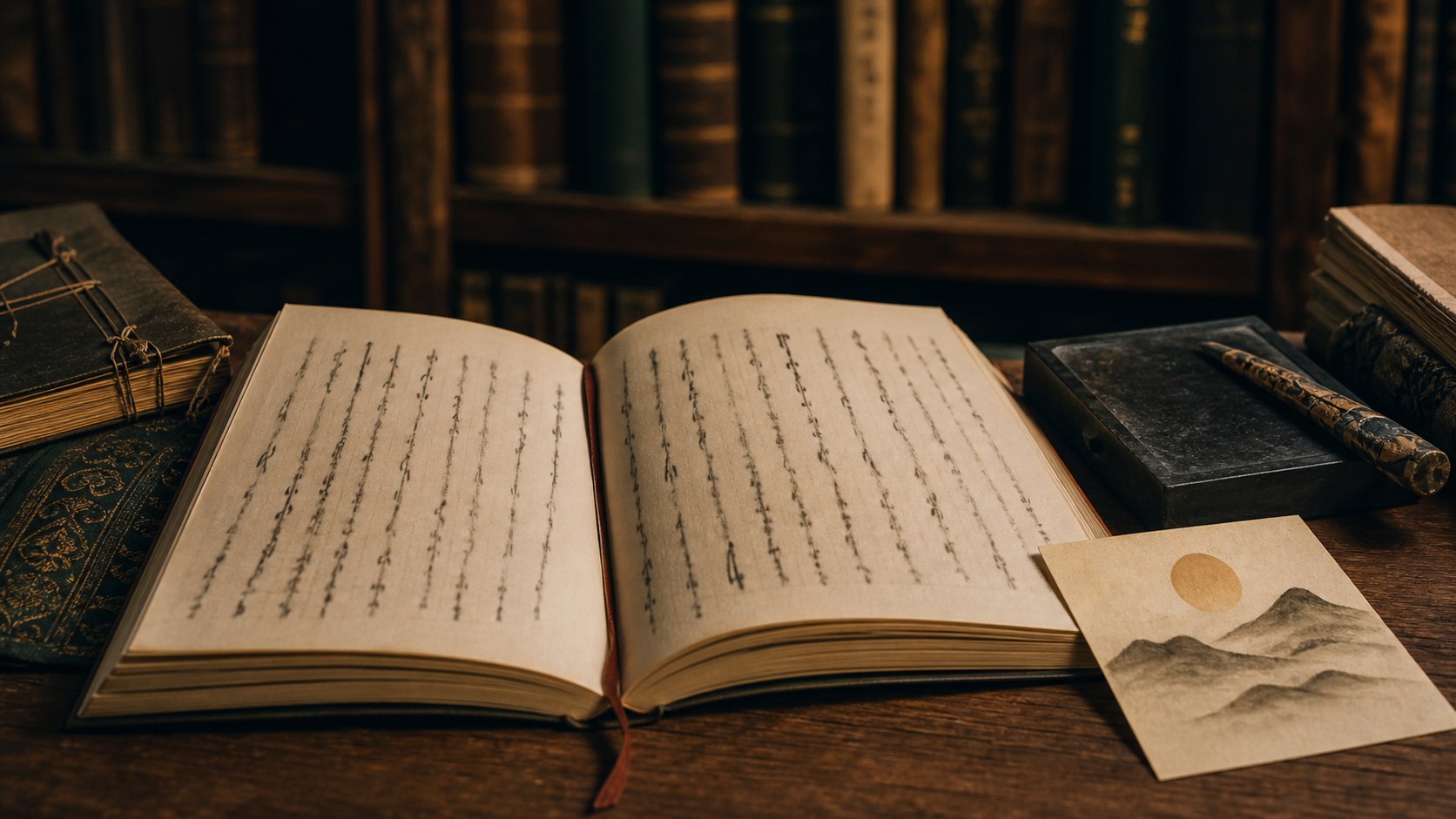 祝詞を唱える前の清めを表す水面と手元の写真風イメージ