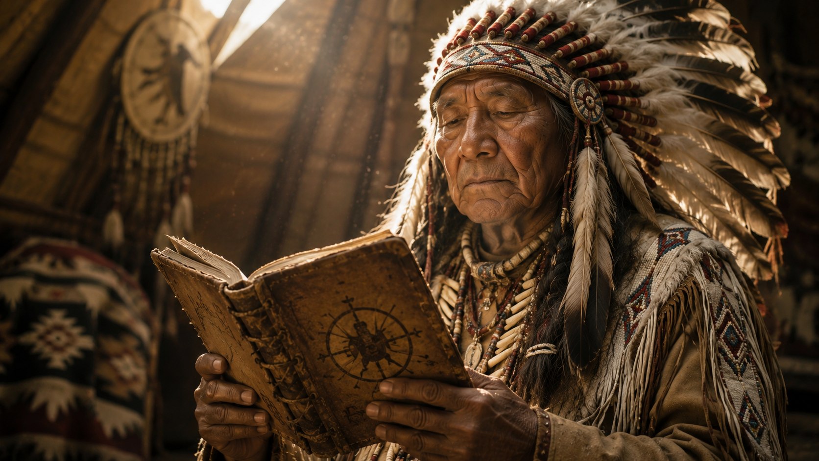 古い書物を読み解くシルバーバーチを思わせる人物
